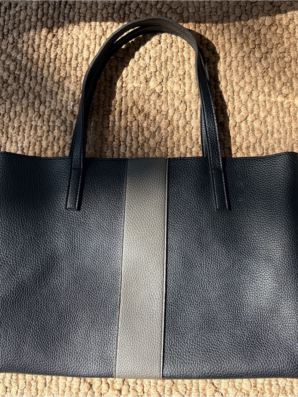Vince Camuto "Luck" Pebbled Vegan Leather Tote Bag - Black & Grey